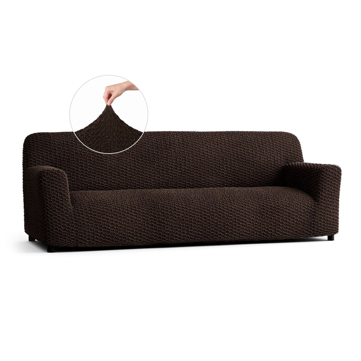 Sofa 4 Seater Slipcover, Embrace Collection – Dark Brown, front view | Dark Brown