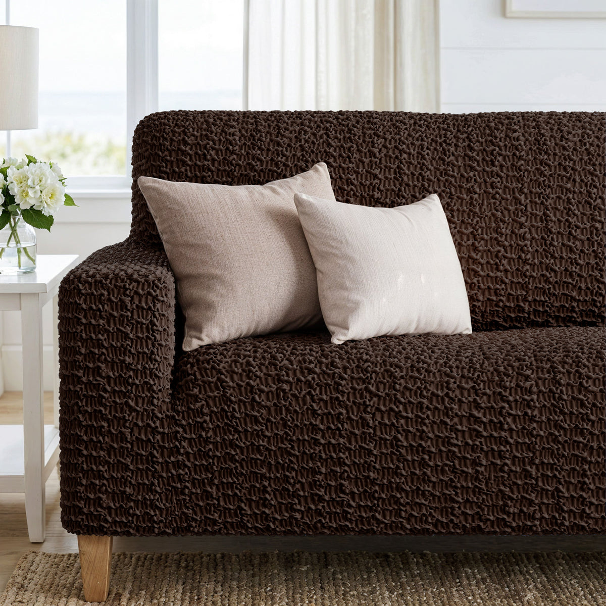 Sofa 4 Seater Slipcover, Embrace Collection – Dark Brown, interior view 1 | Dark Brown