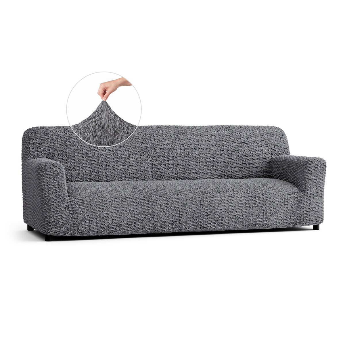 Sofa 4 Seater Slipcover, Embrace Collection – Dark Grey, front view | Dark Grey