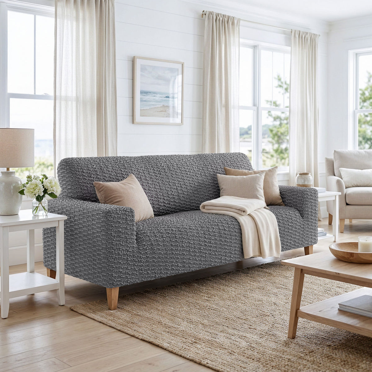 Sofa 4 Seater Slipcover, Embrace Collection – Dark Grey, interior view 2 | Dark Grey
