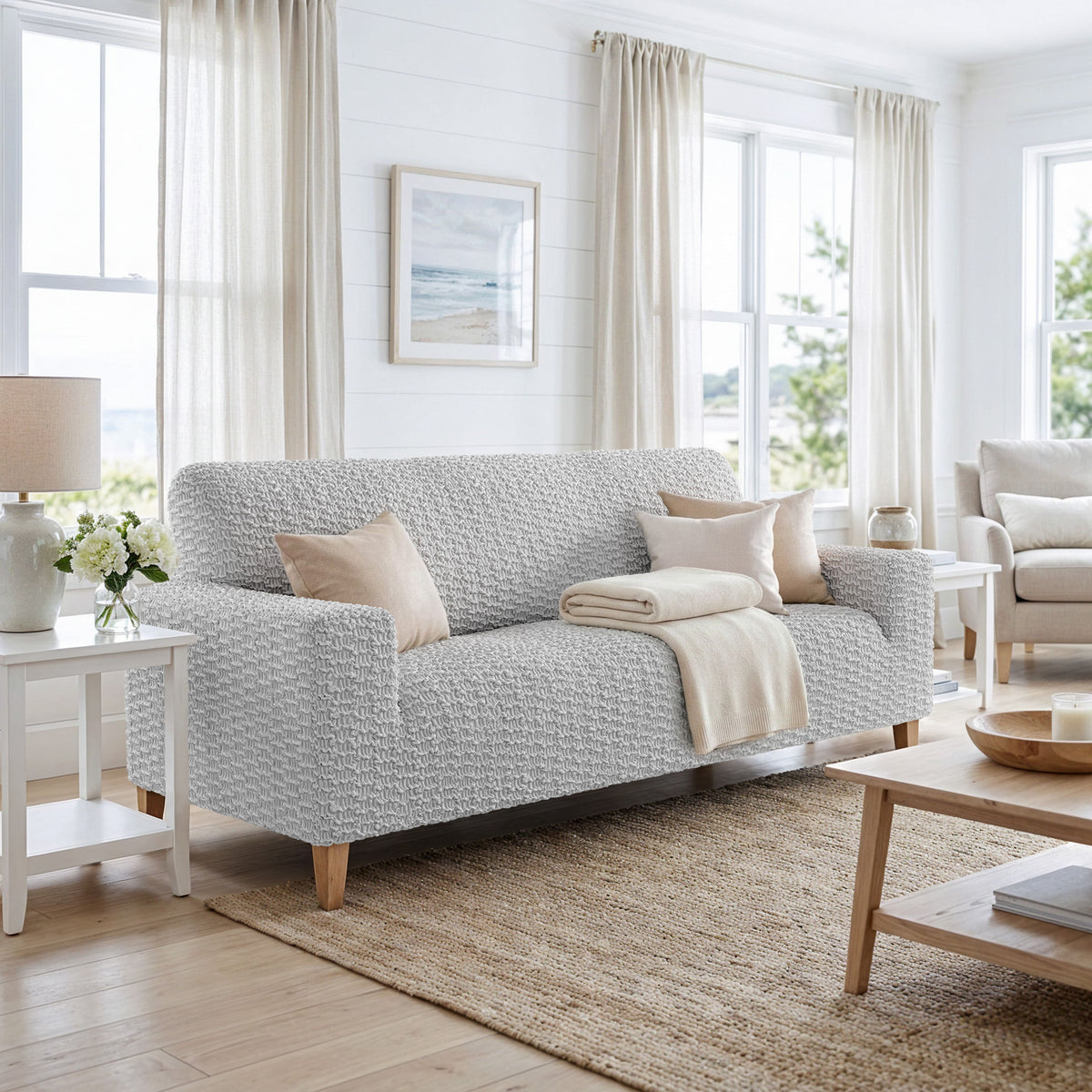 Sofa 4 Seater Slipcover, Embrace Collection – Light Grey, interior view 2 | Light Grey