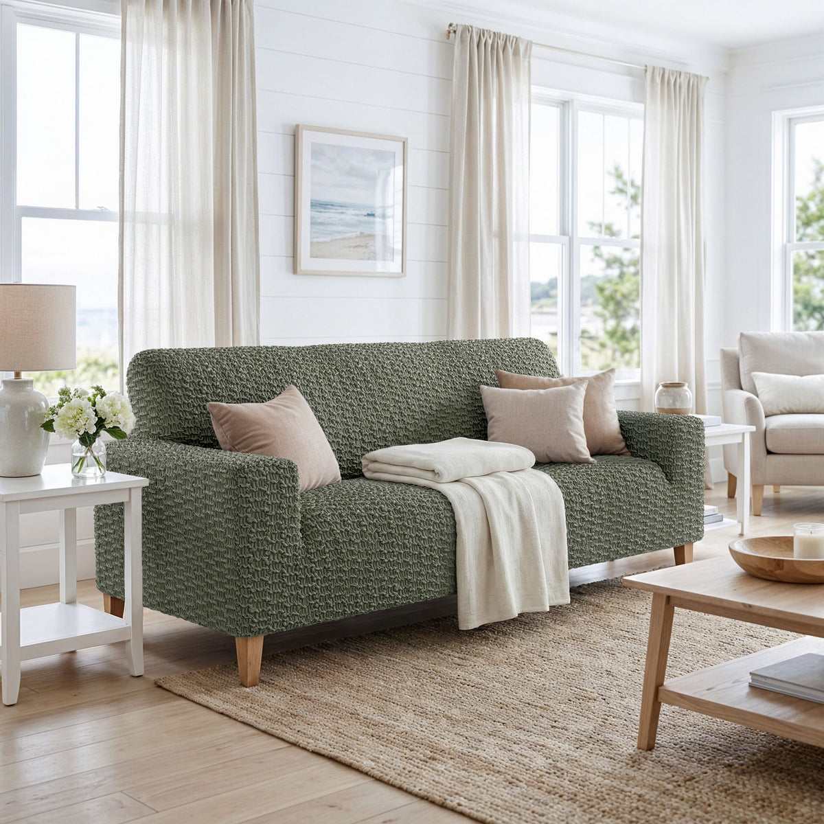 Sofa 4 Seater Slipcover, Embrace Collection – Moss Green, interior view 2 | Moss Green