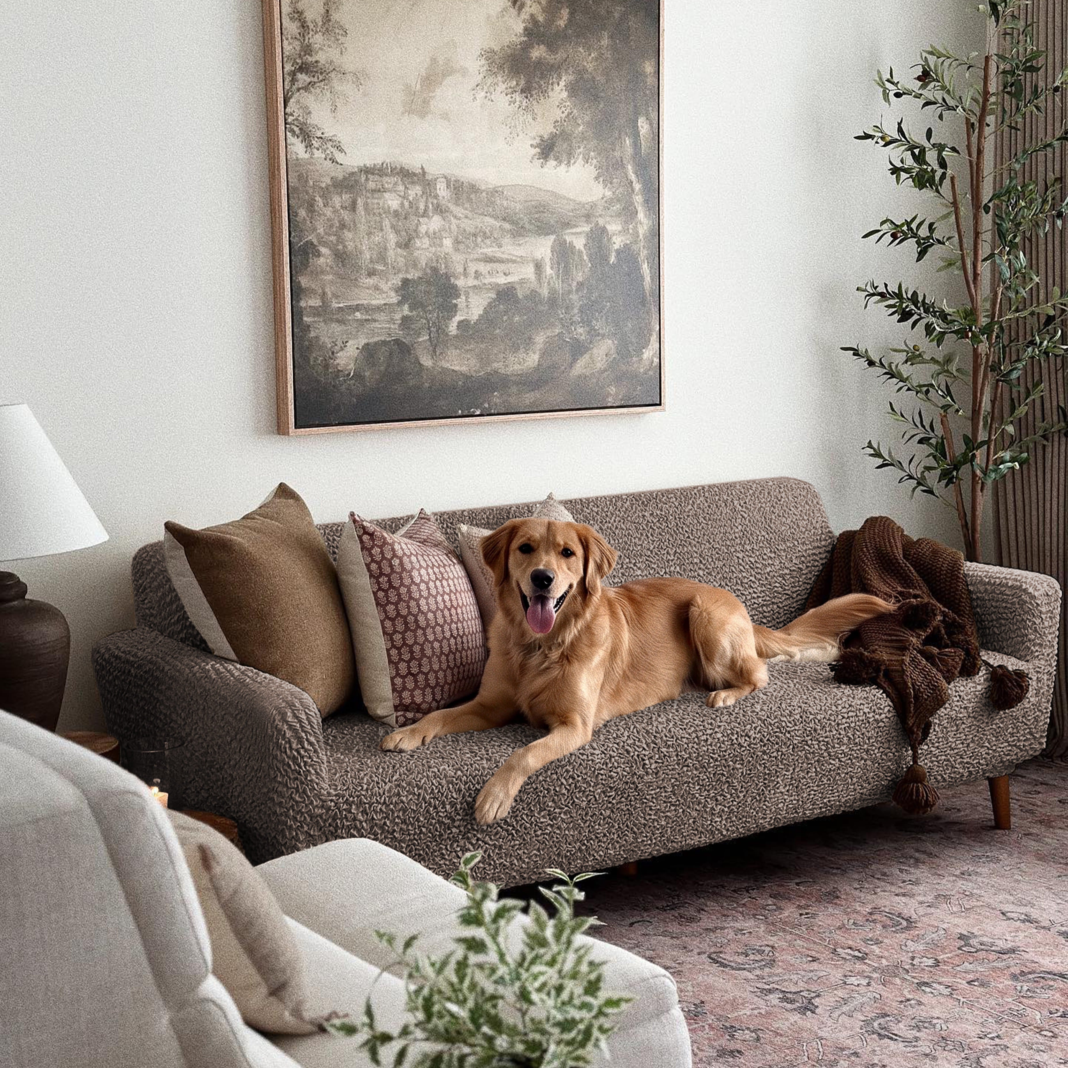 Sofa 4 Seater Slipcover, Comfort Collection – Soft Taupe, customer photo | Soft Taupe