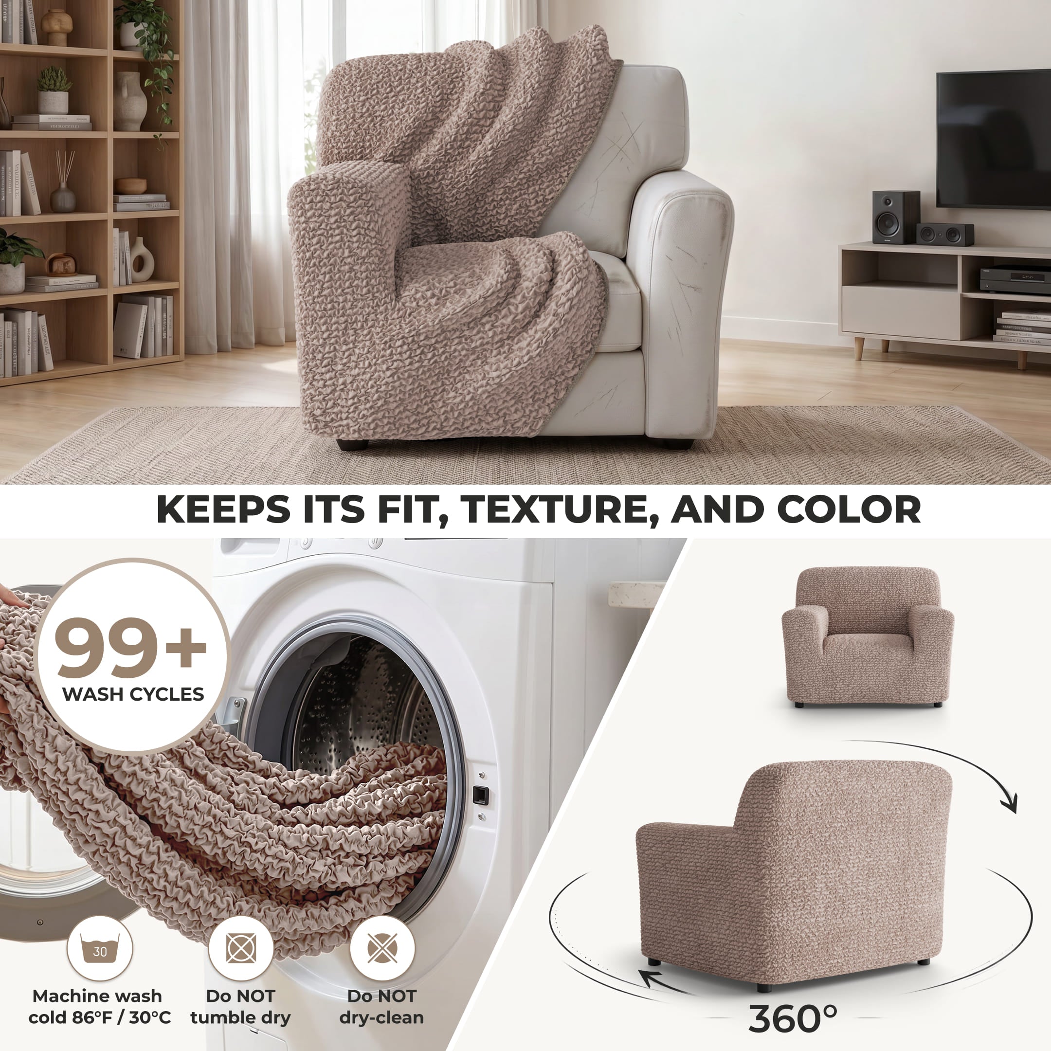 Armchair Slipcover, Comfort Collection – Soft Taupe, color swatch | Soft Taupe
