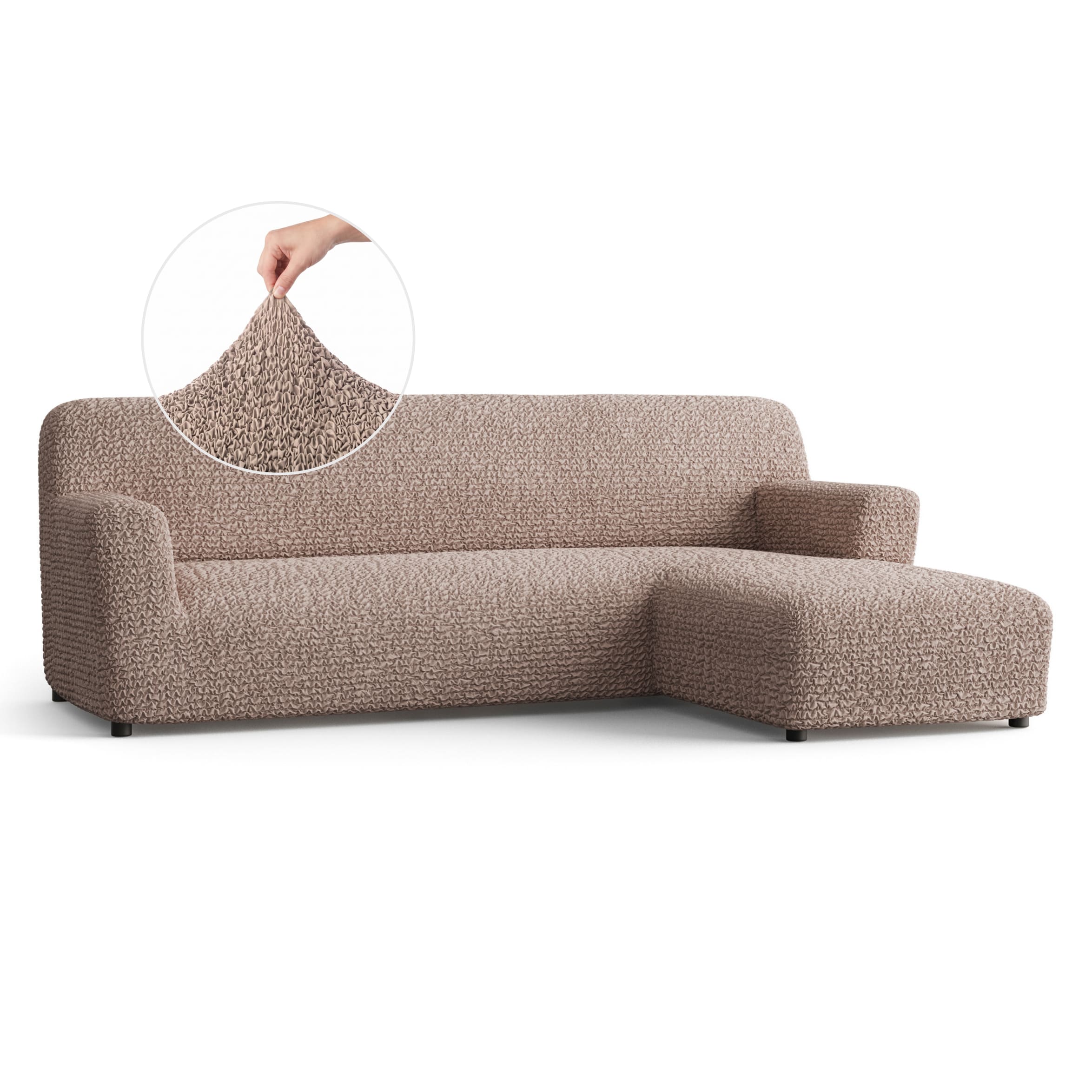 L-Shaped Sofa Slipcover (Right Chaise), Comfort Collection – Soft Taupe, front view | Soft Taupe