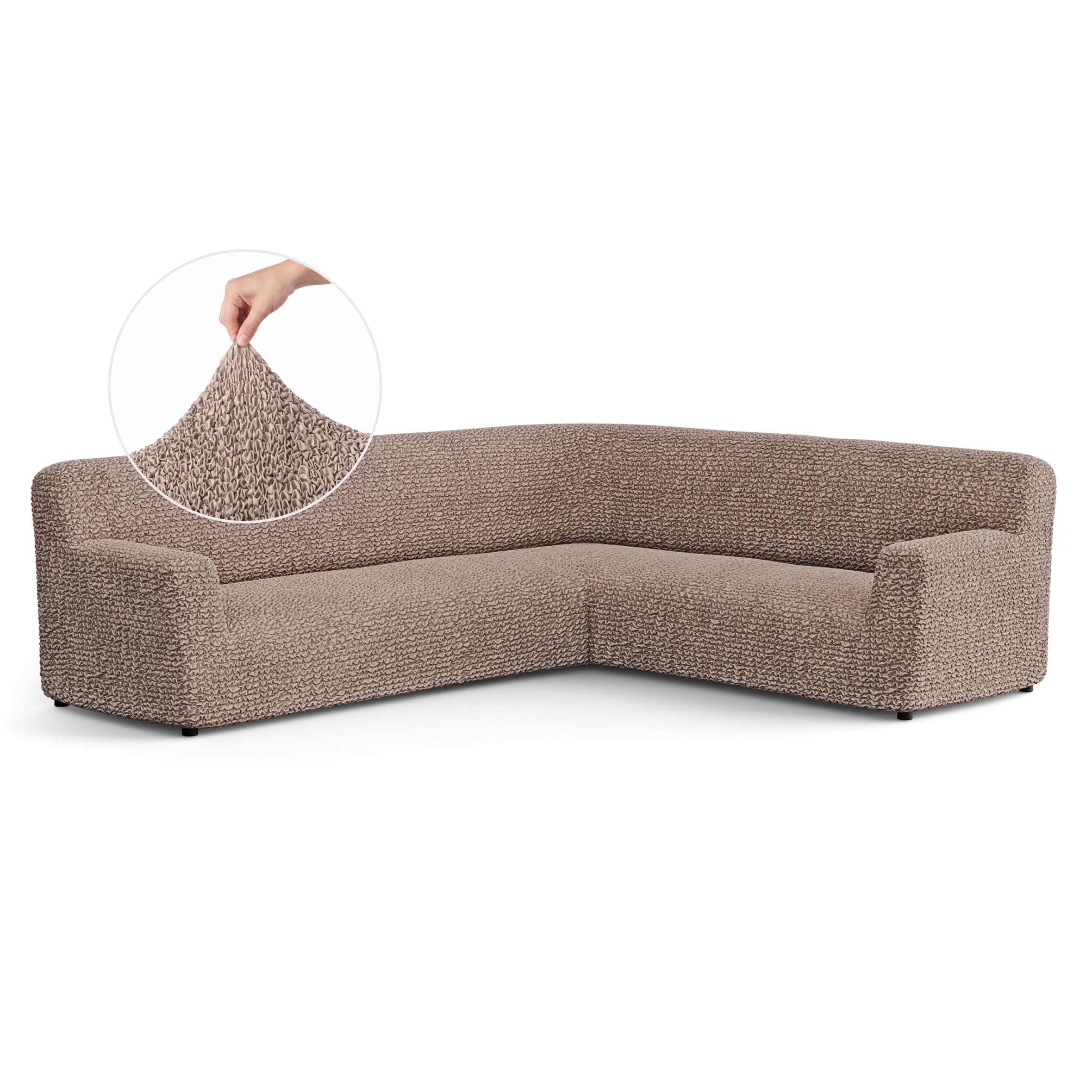 Corner Sofa Slipcover, Comfort Collection – Soft Taupe, front view | Soft Taupe