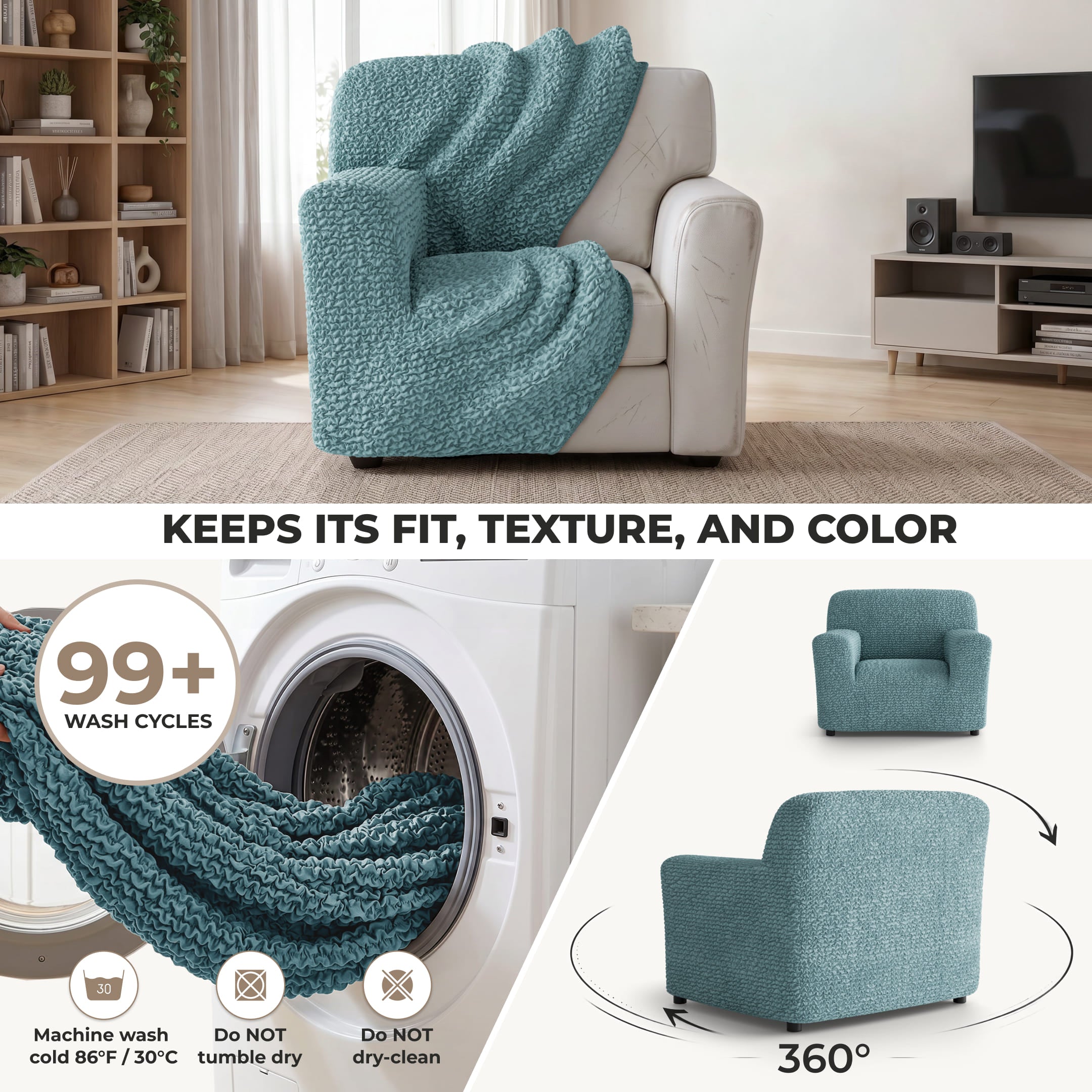 Armchair Slipcover, Comfort Collection – Teal, color swatch | Teal