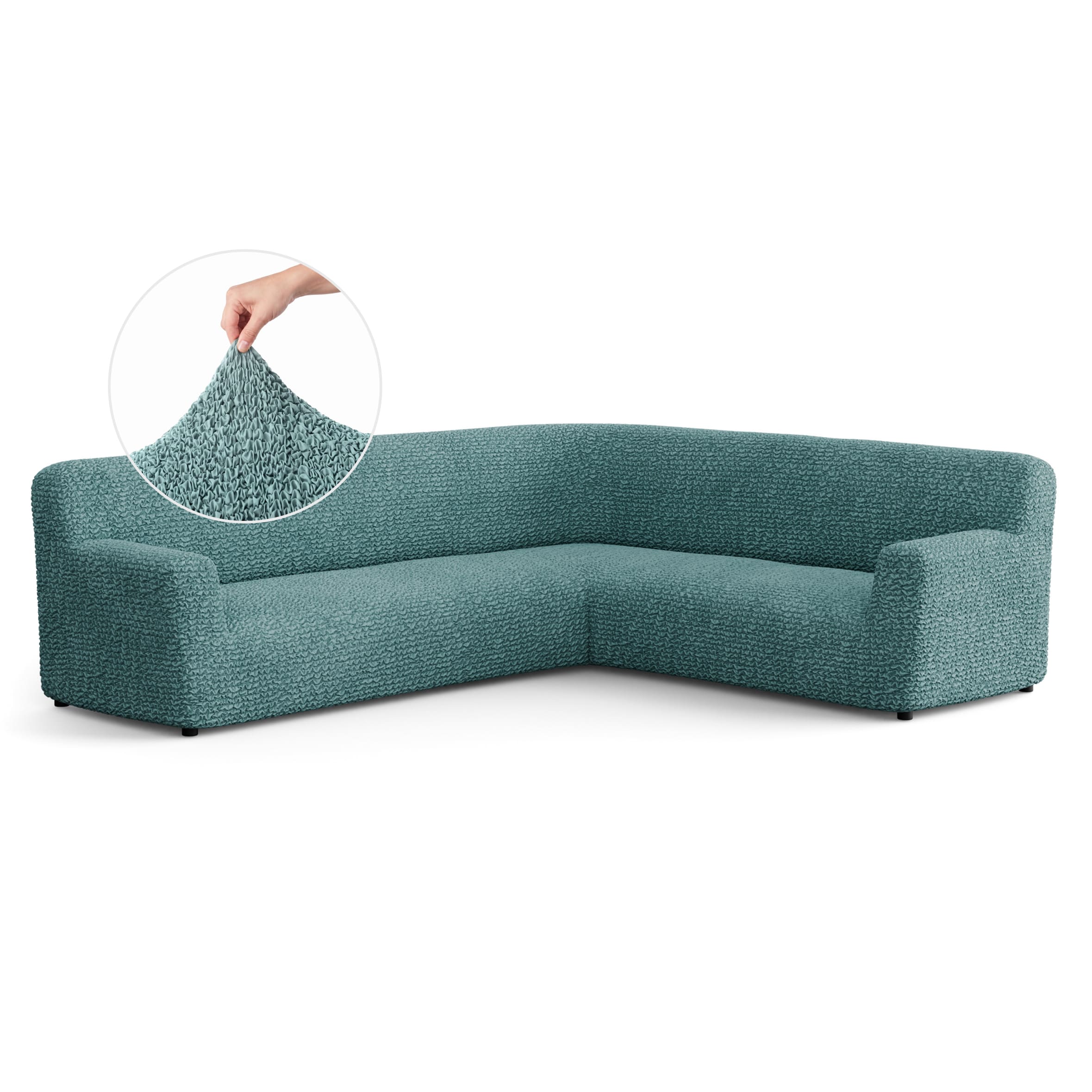 Corner Sofa Slipcover, Comfort Collection – Teal, front view | Teal