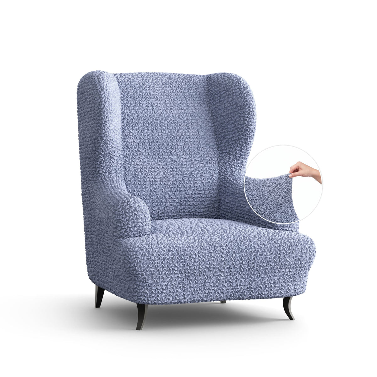 Wingback Chair Slipcover, Comfort Collection – Blue, front view | Blue