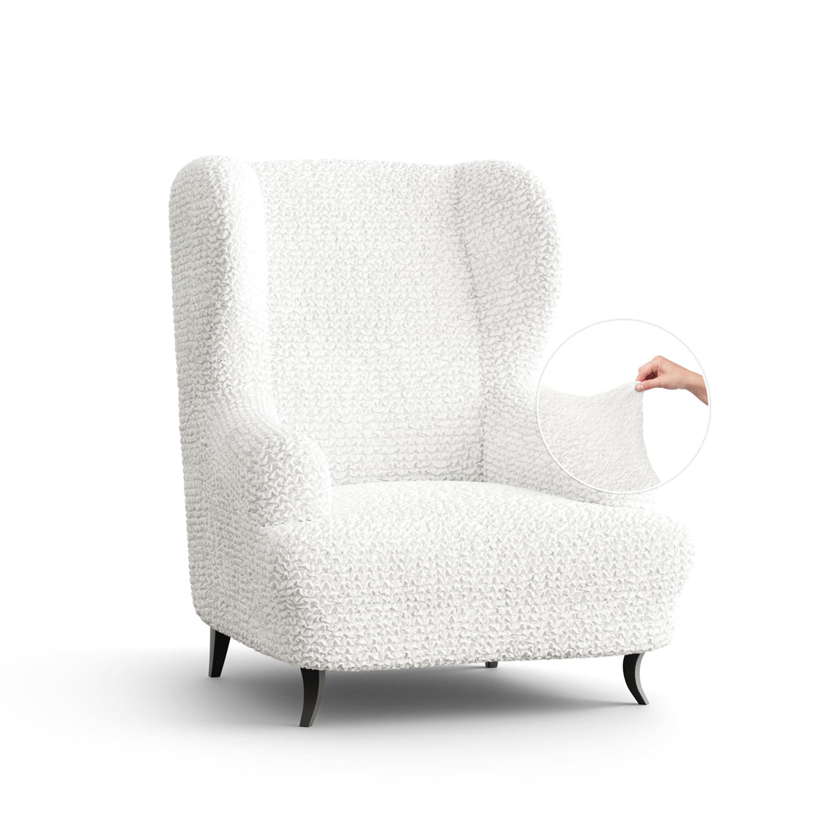 Wingback Chair Slipcover, Comfort Collection – Crisp White, front view | Crisp White