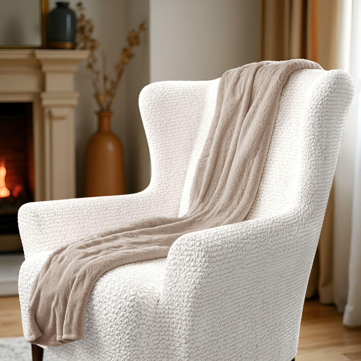 Wingback Chair Slipcover, Comfort Collection – Crisp White, interior view 2 | Crisp White