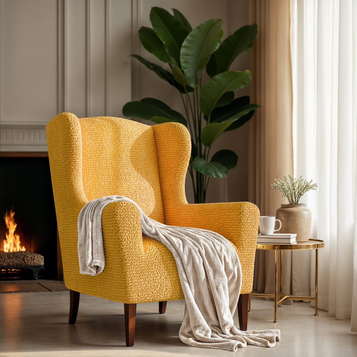 Wingback Chair Slipcover, Comfort Collection – Mango, interior view 1 | Mango