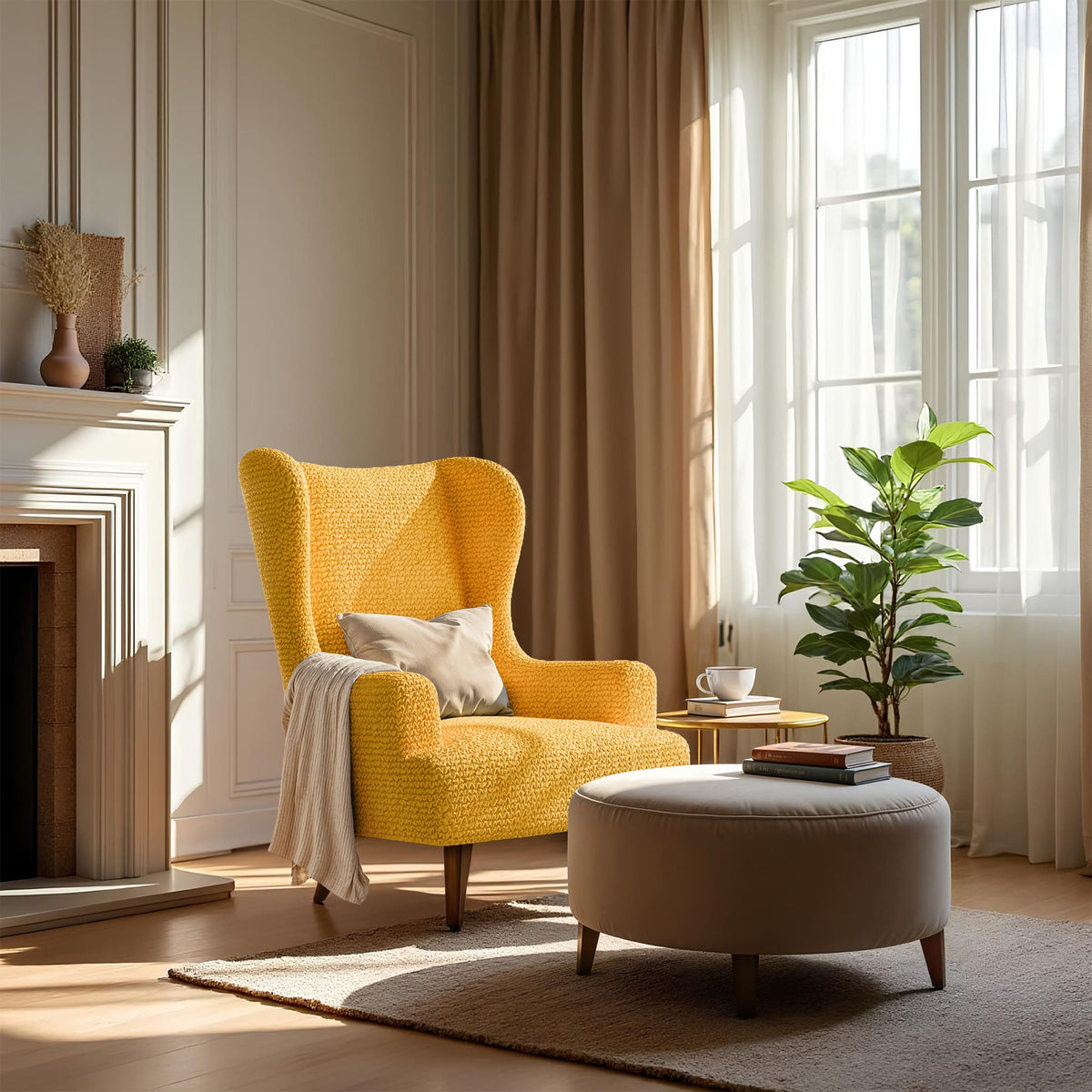 Wingback Chair Slipcover, Comfort Collection – Mango, interior view 3 | Mango
