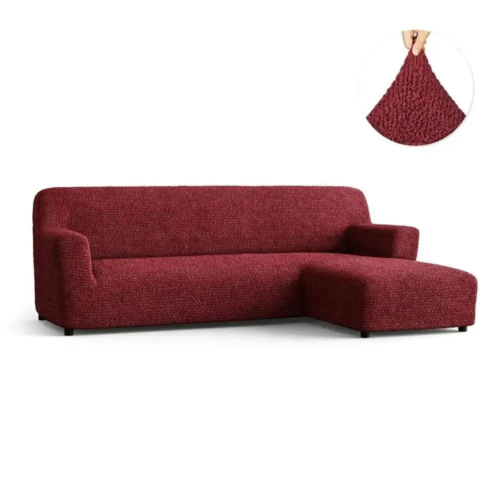 Burgundy L-Shaped Sofa Slipcover (Right Chaise), Microfibra Collection