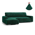 Emerald Green L-Shaped Sofa Slipcover (Left Chaise), Velvet Collection