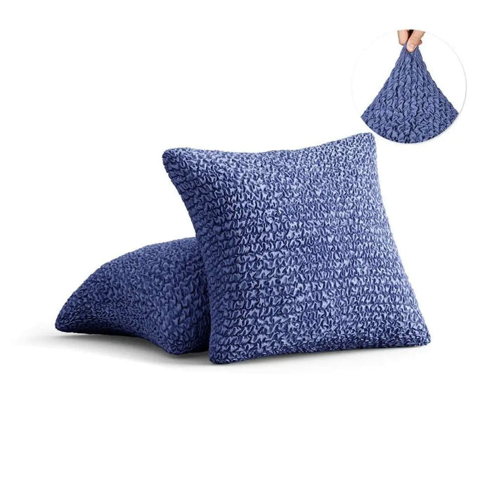 PAULATO by GA.I.CO. Stretch Pillows Microfibra Slipcover 2 Pcs Set - Solid Blue, Size: 18 x 18