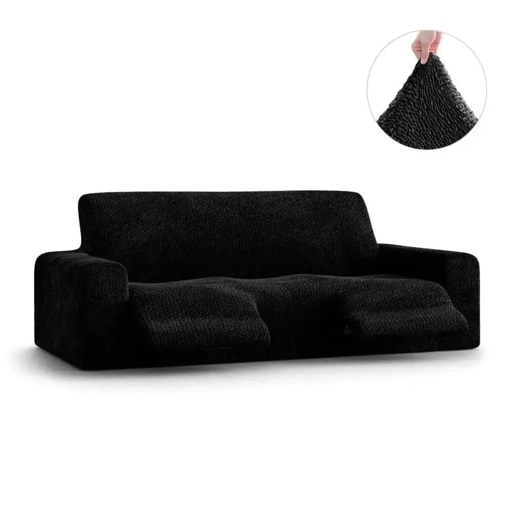 Black 3 Seater Recliner Slipcover, Velvet Collection