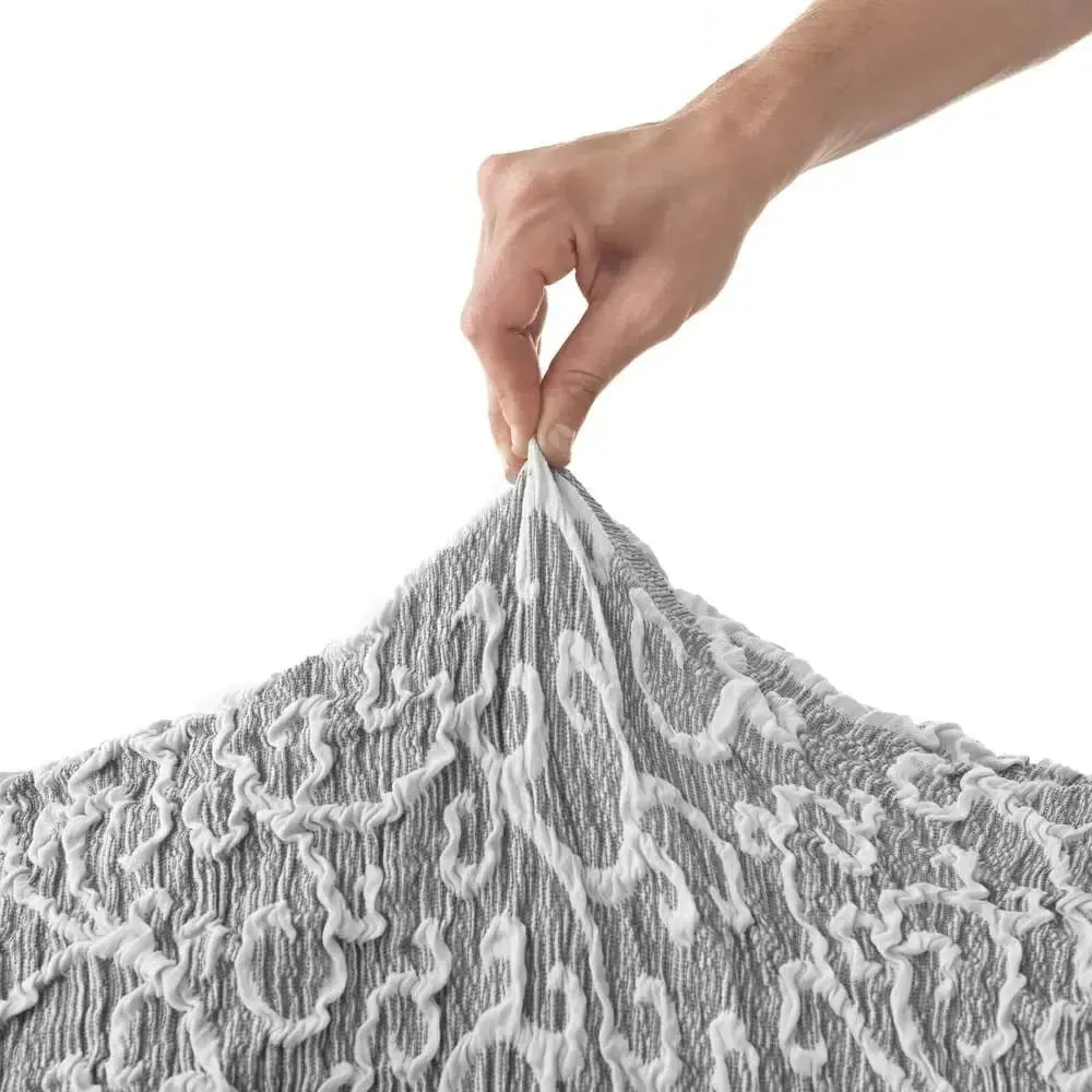 Grey Arabesco Ottoman Slipcover (Medium), Jacquard 3D Collection