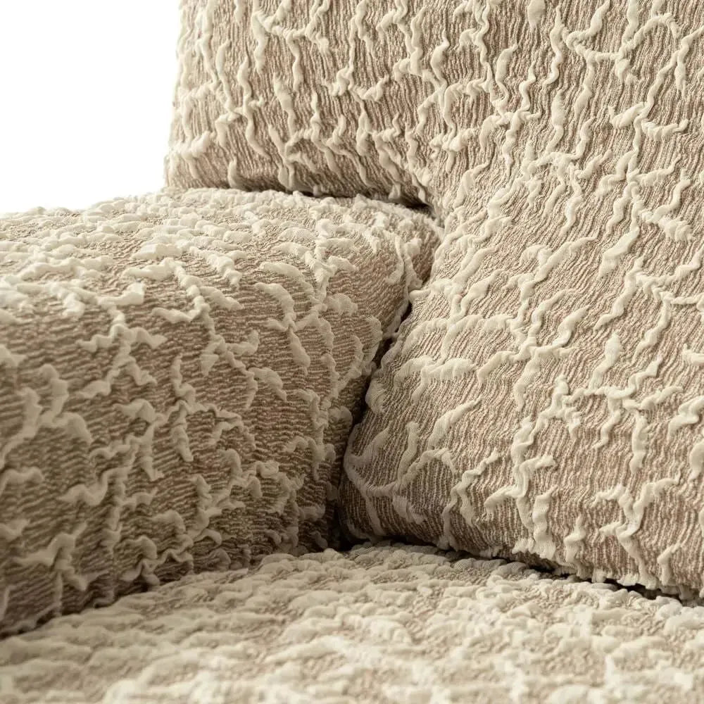Beige Artistico 3 Seater Recliner Slipcover, Jacquard 3D Collection