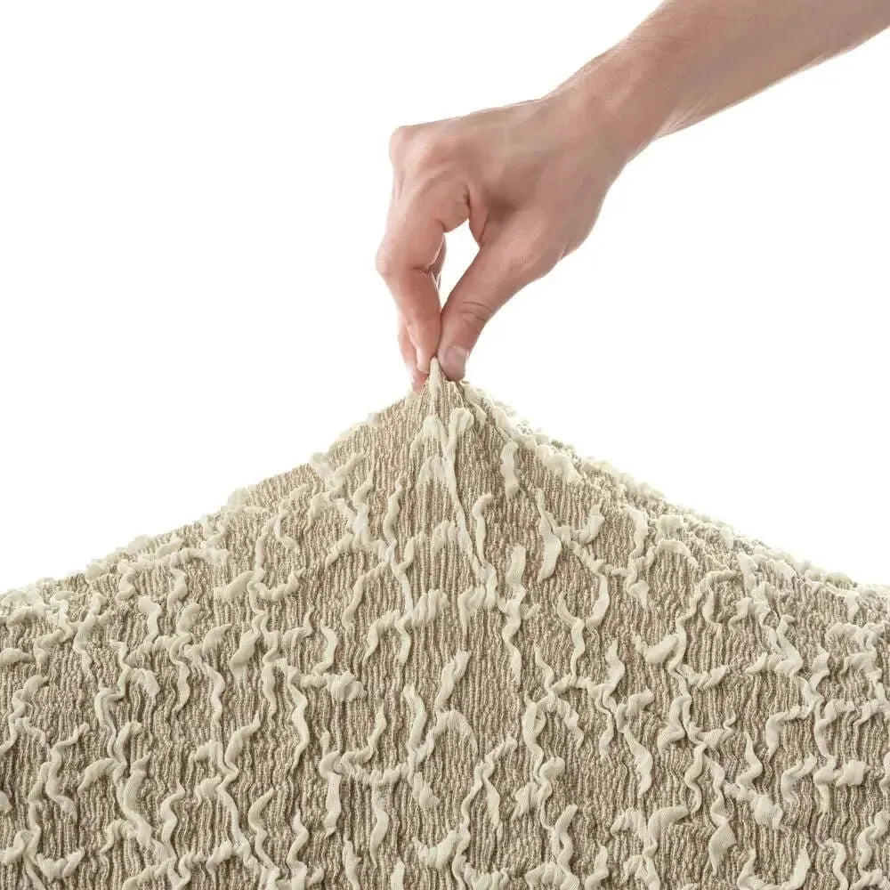 Beige Artistico Ottoman Slipcover (Medium), Jacquard 3D Collection