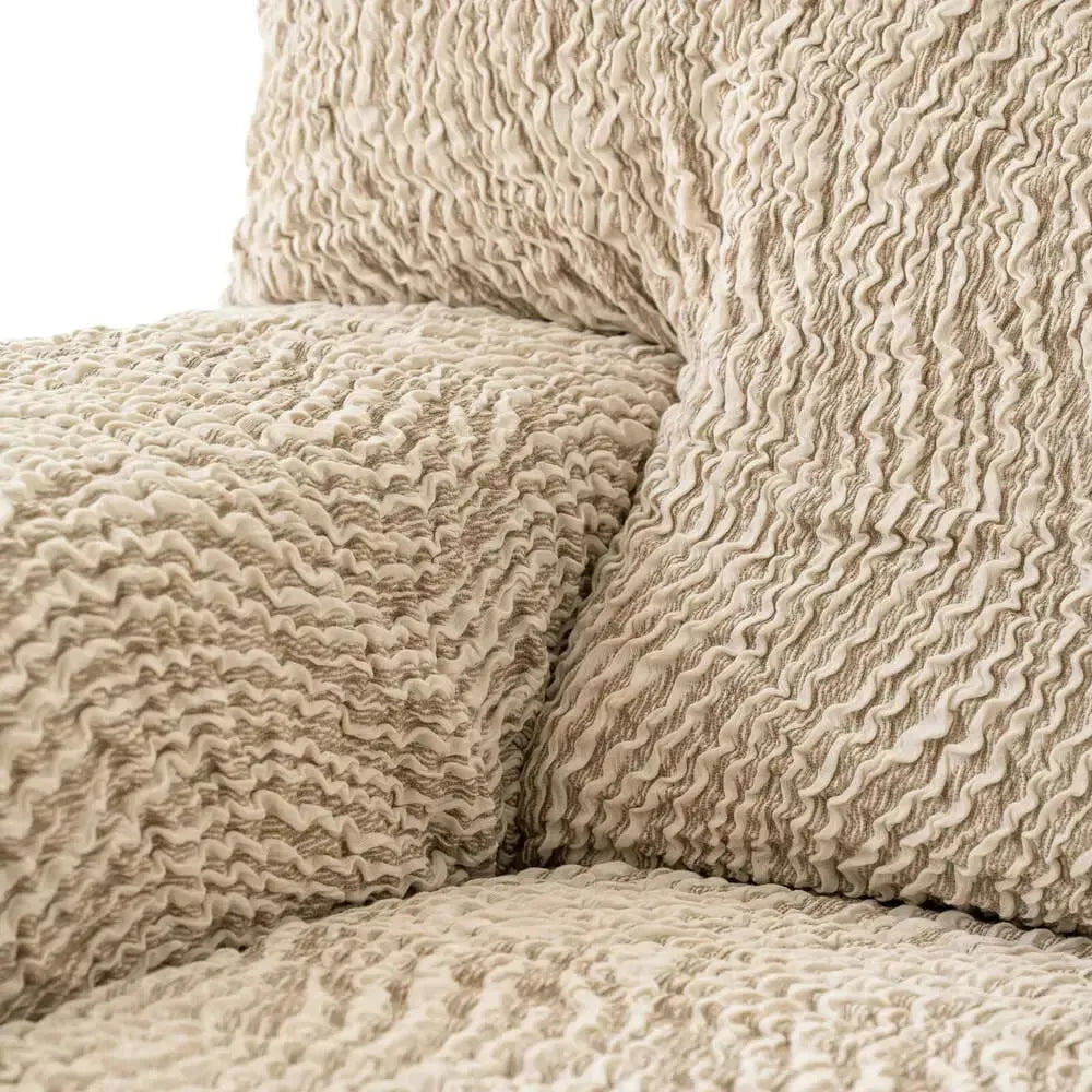 Beige Vento 3 Seater Recliner Slipcover, Jacquard 3D Collection