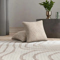 Beige Vento Pillow Slipcovers 2 Pcs Set (18x18 in), Jacquard 3D Collection
