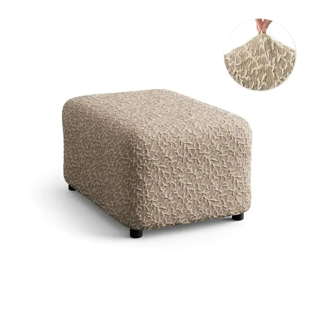 Beige Artistico Ottoman Slipcover (Medium), Jacquard 3D Collection