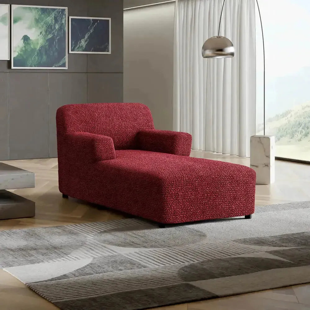 Burgundy Chaise Lounge Slipcover, Microfibra Collection