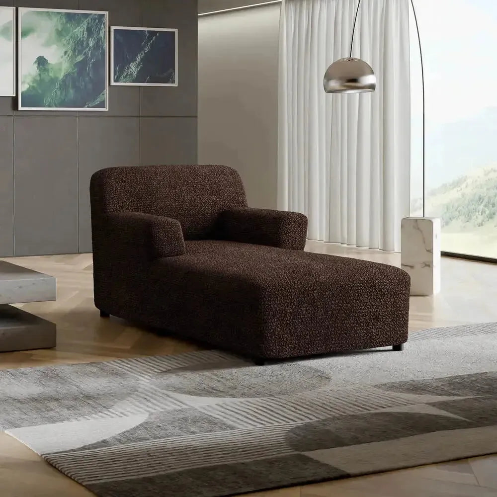 Dark Brown Chaise Lounge Slipcover, Microfibra Collection