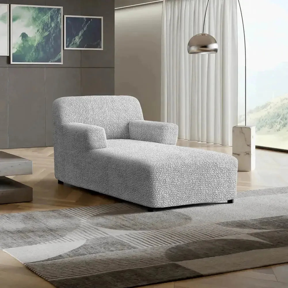 Light Grey Chaise Lounge Slipcover, Microfibra Collection