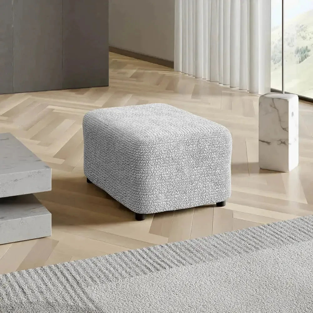Light Grey Ottoman Slipcover (Medium), Microfibra Collection