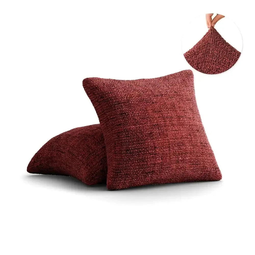 Vittoria Burgundy Pillow Slipcovers 2 Pcs Set (18x18 in),  Microfibra Printed Collection