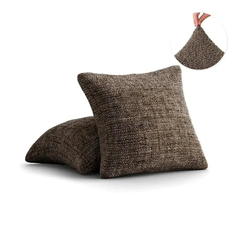 Vittoria Brown Pillow Slipcovers 2 Pcs Set (18x18 in),  Microfibra Printed Collection