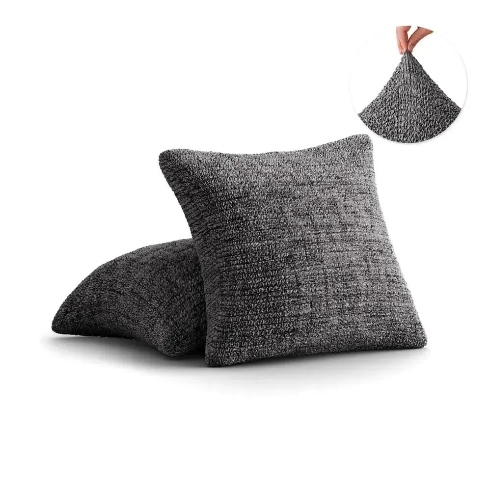 Vittoria Grey Pillow Slipcovers 2 Pcs Set (18x18 in),  Microfibra Printed Collection