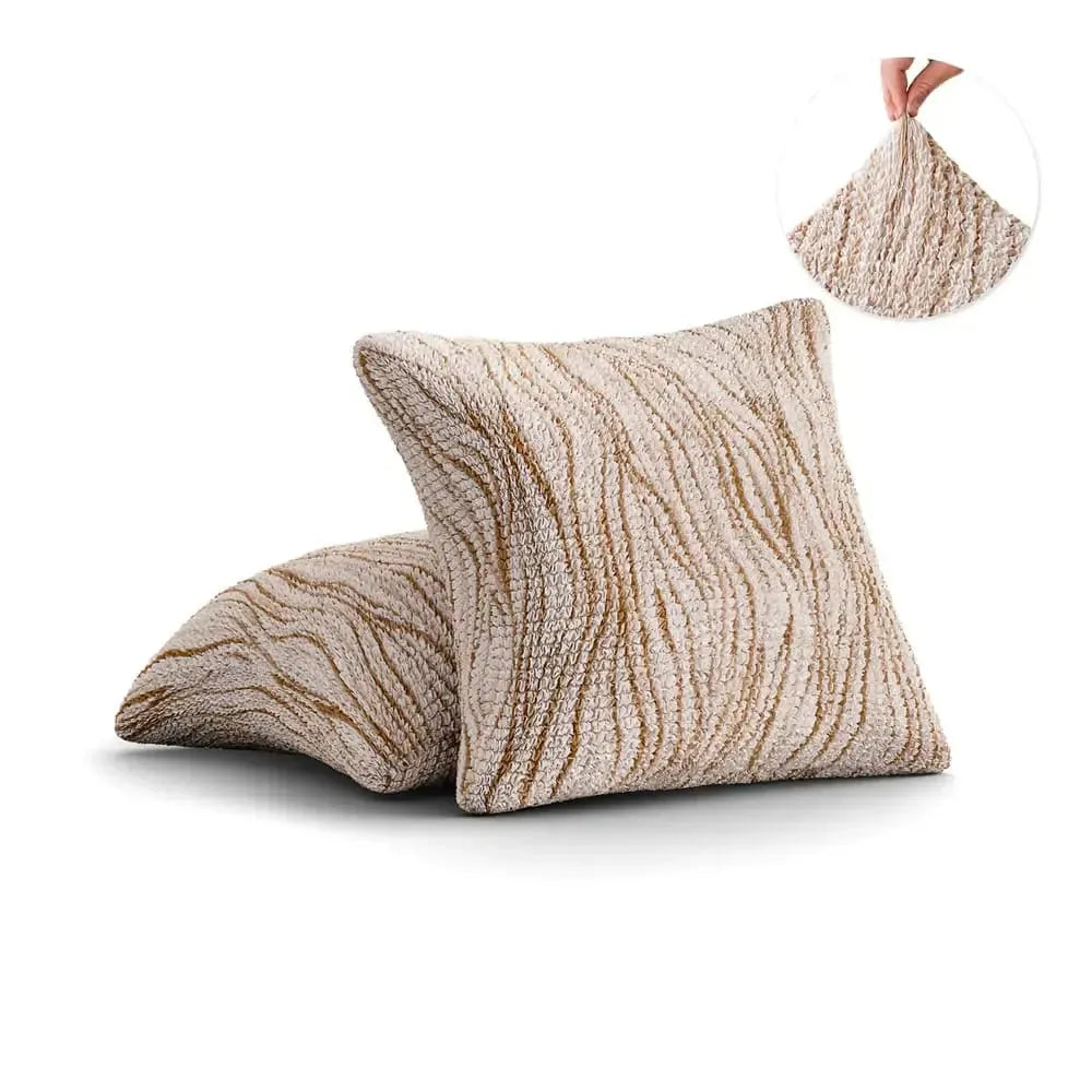 Universo Beige Pillow Slipcovers 2 Pcs Set (18x18 in),  Microfibra Printed Collection