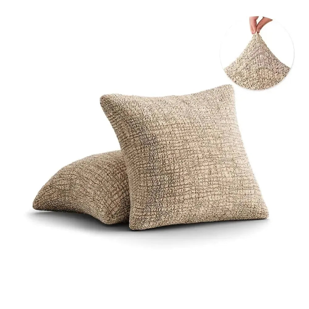 Graffio Tan Pillow Slipcovers 2 Pcs Set (18x18 in),  Microfibra Printed Collection