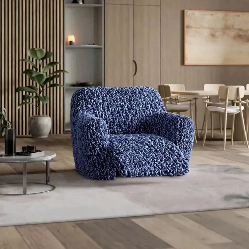 Navy Blue Reclining Armchair Slipcover, Fuco Velvet Collection