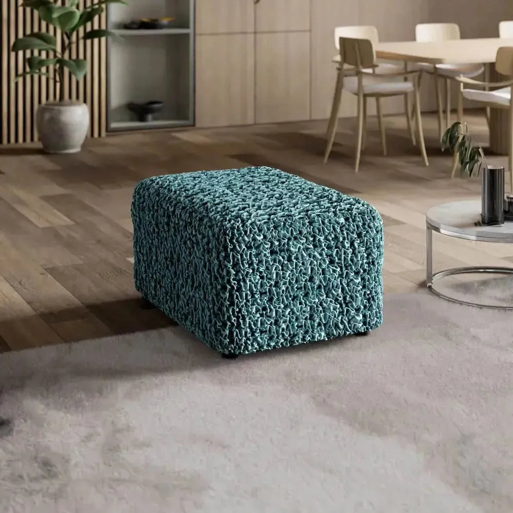 Teal Ottoman Slipcover (Medium), Fuco Velvet Collection
