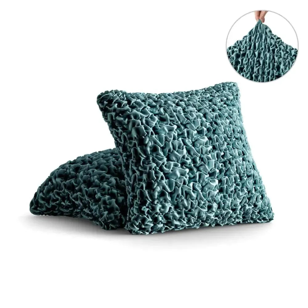 Teal Pillow Slipcovers 2 Pcs Set (18x18 in), Fuco Velvet Collection