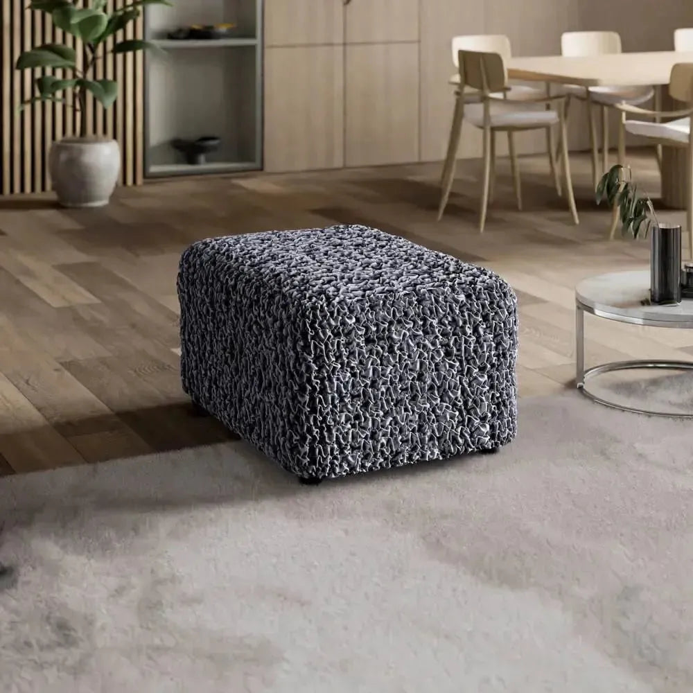 Grey Ottoman Slipcover (Medium), Fuco Velvet Collection