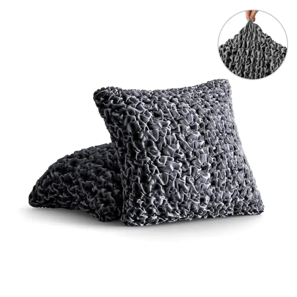 Grey Pillow Slipcovers 2 Pcs Set (18x18 in), Fuco Velvet Collection