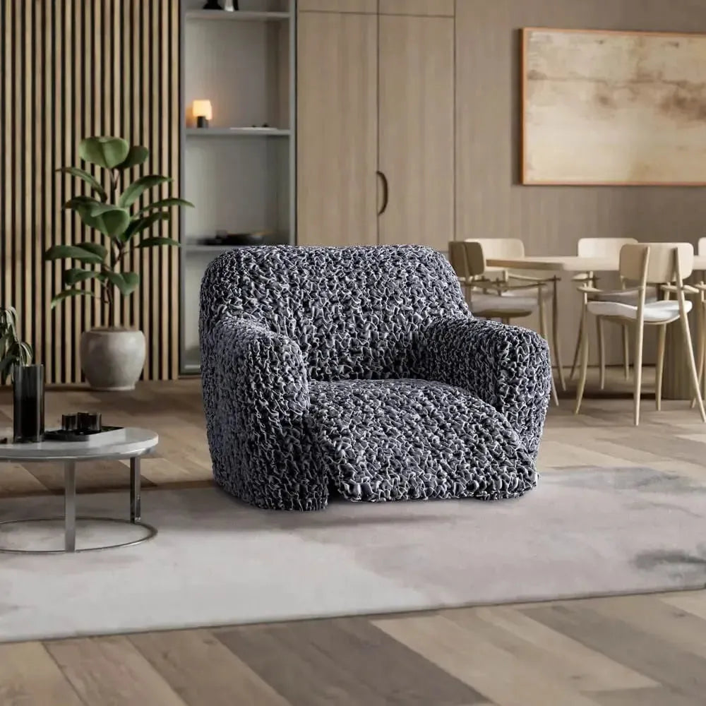 Grey Reclining Armchair Slipcover, Fuco Velvet Collection