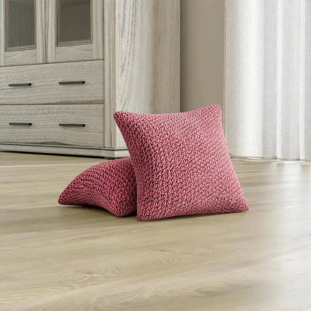 Coral Pink Pillow Slipcovers 2 Pcs Set (18x18 in),  Velvet Collection