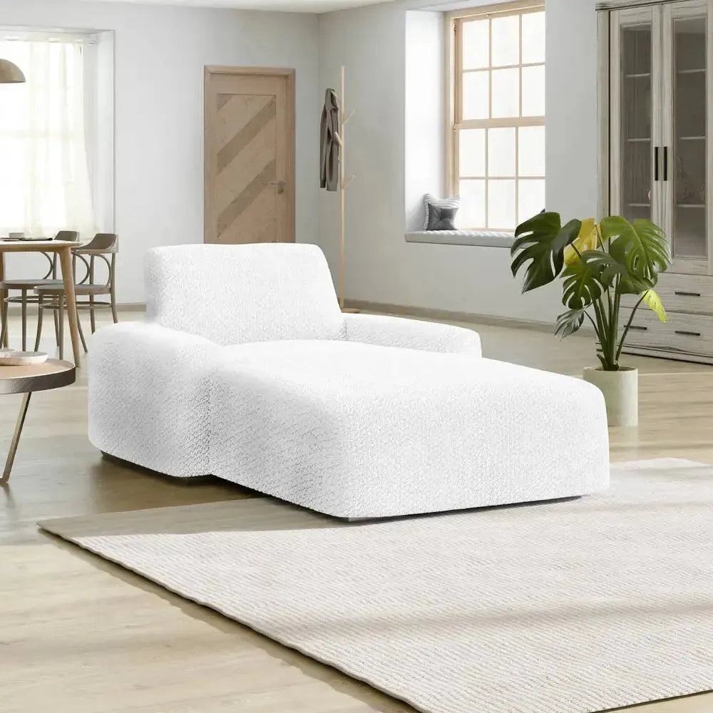 White Chaise Lounge Slipcover, Velvet Collection
