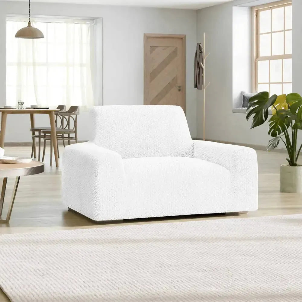 White Armchair Slipcover, Velvet Collection