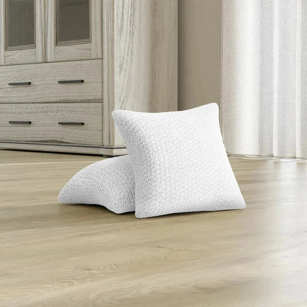 White Pillow Slipcovers 2 Pcs Set (18x18 in),  Velvet Collection