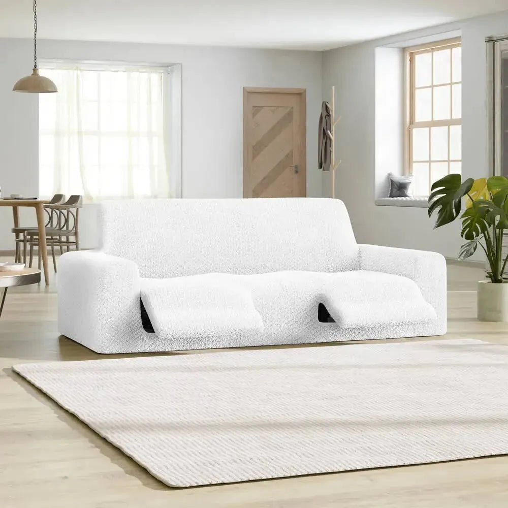 White 3 Seater Recliner Slipcover, Velvet Collection