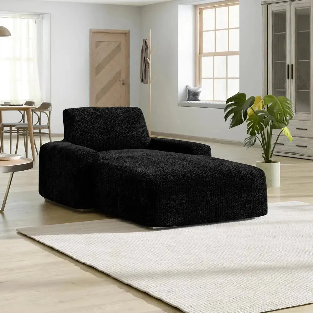 Black Chaise Lounge Slipcover, Velvet Collection