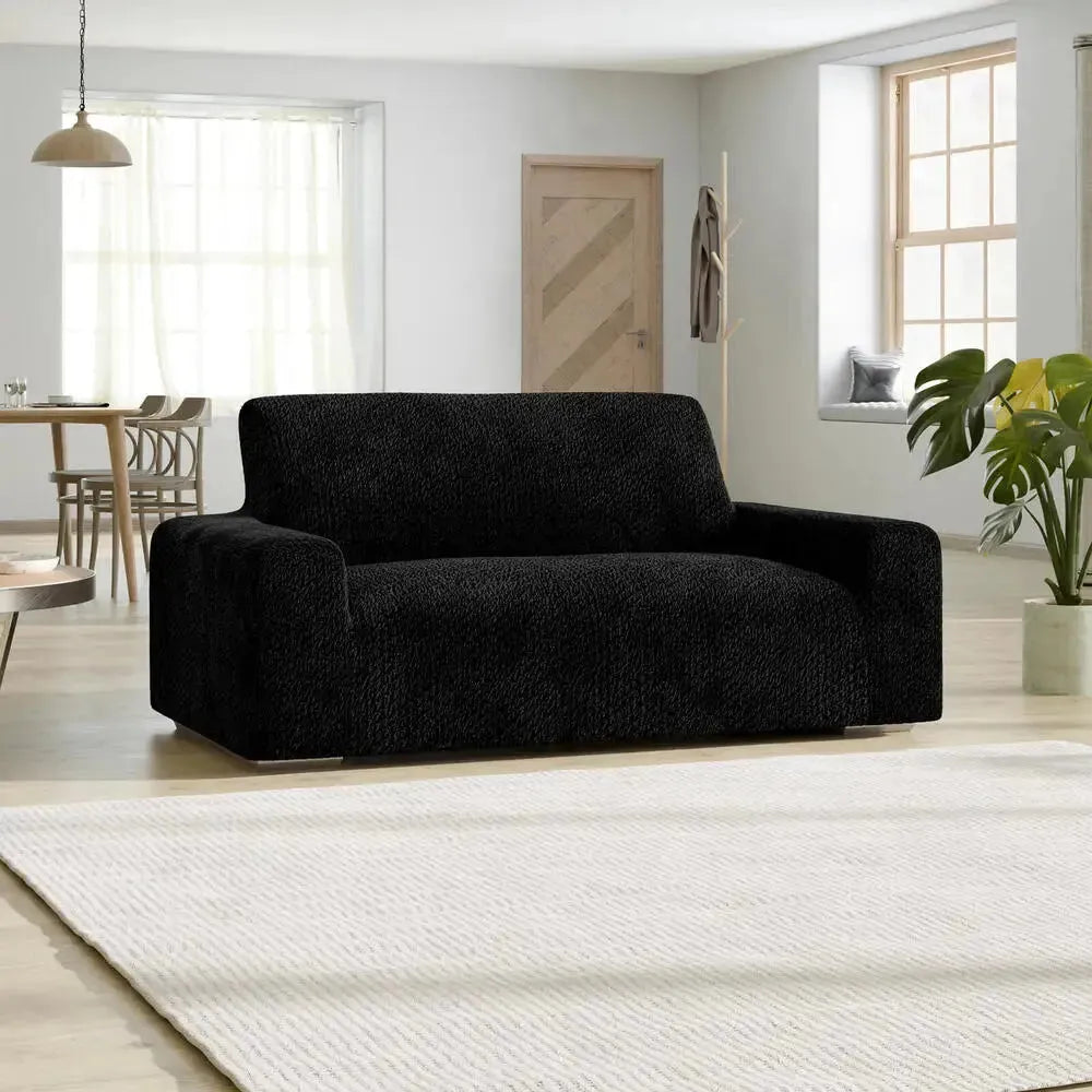 Black Loveseat 2 Seater Slipcover, Velvet Collection