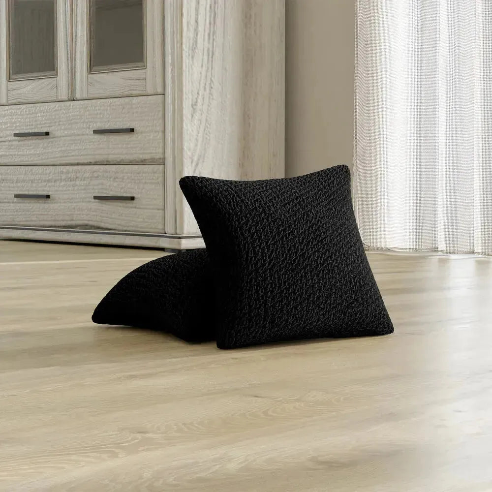 Black Pillow Slipcovers 2 Pcs Set (18x18 in),  Velvet Collection